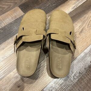 MIA Tan Suede Slip-On Clogs